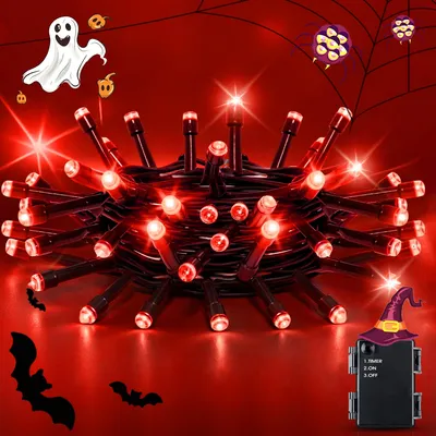 LED-Lichterkette 2 m, 20 rote LEDs, Timer, batteriebetrieben