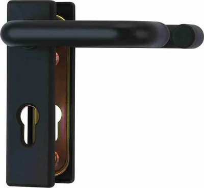 Produktbild von ABUS Beschlag KFG für Feuerschutztüren - mit beidseitigem Drücker - kurzes, kantiges Abdeckschild - 21523 - Schwarz