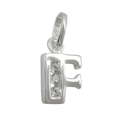 Produktbild von Anhänger 8x7mm Buchstabe F glänzend mit Zirkonia Silber 925 silber 8x7mm
