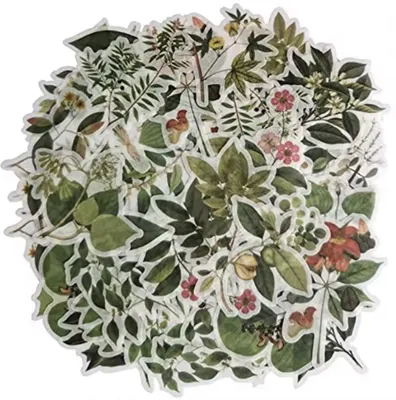 Produktbild von Vintage-Blätter und Blumen-Aufkleber – Washi-Aufkleber – Retro-Aufkleber – 60 Aufkleber – Washi-Aufkleber – Bullet Journal Scrapbooking – Natur-Aufkleber – CHPN