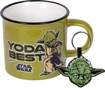 Immagine prodotto di Tazza da campeggio Star Wars Yoda (330 ml) e portachiavi - Lavabile in lavastoviglie e microonde, perfetta per i fan e i collezionisti
