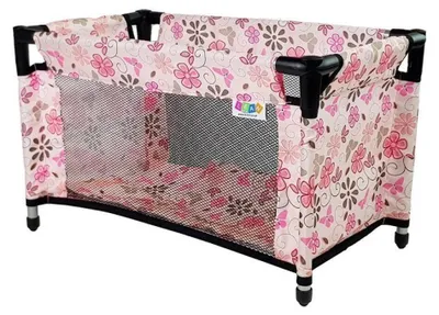 Obrázok produktu pre LEAN Toys 7702 Detská postieľka pre bábiky Alice 52,5 x 30,5 cm, ružová s kvetinami