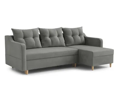 Produktbild von AX LIVING Ecksofa Samt Balerno 224 cm – Stilvolles Design in Grau