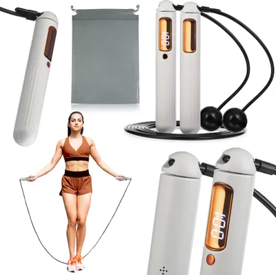 Produktbild von Gymtek® Springseil mit LCD Zähler - 300cm verstellbares Kordel - Seilspringen, Speed Rope, Jump Rope mit Kalorienzähler - Fitness, Training, Crossfit