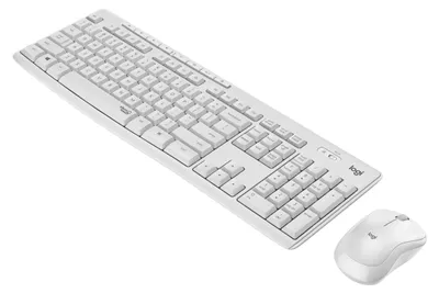 Produktbild von Logitech MK295 Silent, Volle Größe (100%), Kabellos, RF Wireless, QWERTZ, Weiß, Maus enthalten