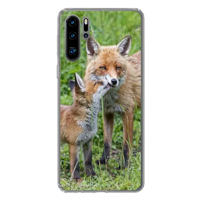 Produktbild von MuchoWow® Handyhülle Schutzhülle Hülle für Huawei P30 Pro Füchse - Kind - Gras Silikon Softcase Handy Hülle - Schutzdeckel