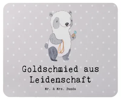 Produktbild von Mr. & Mrs. Panda Mousepad Goldschmied Leidenschaft - Grau Pastell - Geschenk, Juwelier, Lustig, gummi mauspad, Spruch, laptop, Schmied, mousematte, Mouse Pad