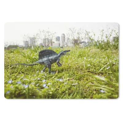 Produktbild von MuchoWow® Mauspad Mousepad Dinosaurier - Gras - Klein 27x18 cm - Mousepads - Maus Mat - Pad - Mausunterlage - Büroartikel - Desk Matten
