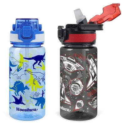 Immagine prodotto di Bottiglia d'acqua per bambini, in plastica, capacità 475 ml, confezione da 2, ideale per la scuola