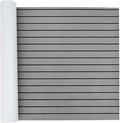 Produktbild von Bootsmatte aus EVA 240 x 90 cm, Rutschfester Belag in Hellgrau und Schwarz, Selbstklebende Deckverkleidung für Boote