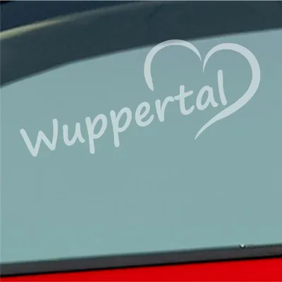 Produktbild von Auto Aufkleber Wuppertal Herz Stadt City Liebe Love Heart 19,5x8 cm Milchglas Sticker Heckscheibenaufkleber