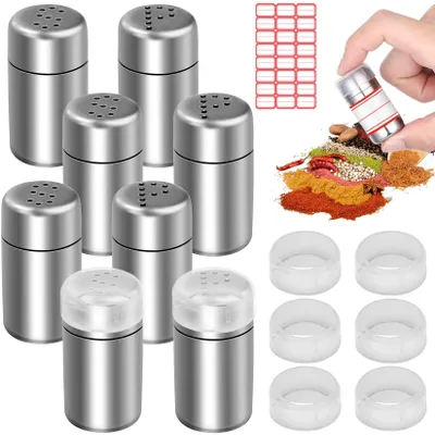 8 Mini-Gewürzstreuer aus Edelstahl, 15 ml, mit Deckel