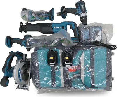 Produktbild von MAKITA Kit DLX6104TX2 (DHP458 + DTD152 + DSS610 + DJR186 + DGA452 + DML815 + 3 x 5,0 Ah + DC18RD + LXT600)