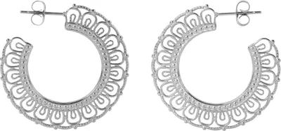 Produktbild von styleBREAKER Damen Edelstahl Creolen Ohrringe halbrund mit Ornament Verzierung, Stecker, Runde Ohrhänger, Ohrschmuck 05090035