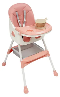 Produktbild von 2-in-1 Babyhochstuhl mit Doppeltablett und 5-Punkt-Gurt