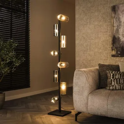 Produktbild von Hoyz Collection – Stehleuchte 8L Zylinder Mischglas (G9) – Artic Black