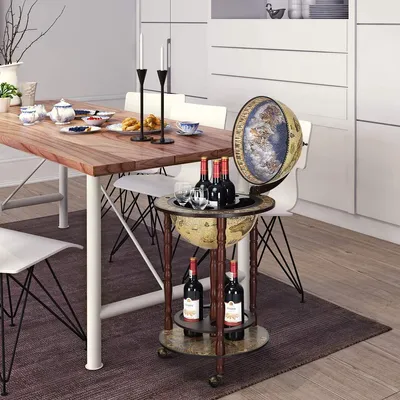 Produktbild von GOPLUS Globusbar Tischbar Hausbar Globus Bar Dekobar Cocktailbar Weltkugel, Weinregal mit Rollen, Flaschenregal Servierwagen