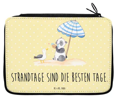 Produktbild von Mr. & Mrs. Panda Federtasche Sommer Strandtage Motiv - Gelb Pastell - Geschenk, Sommerferien, Urlaub Am Meer, Schlampermäppchen, Kuscheln, Strandurlaub, Abschiedsgeschenk