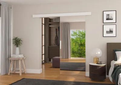 Obrázek produktu pro Posuvné dveře se zrcadlem 86 cm BADLIA - bílé