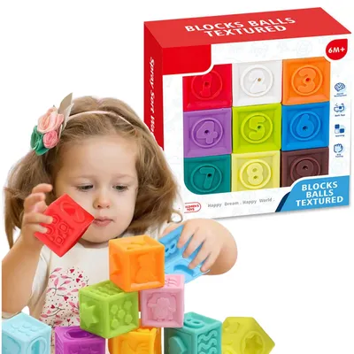 Produktbild von Sensorische Stapelwürfel, Softwürfel, Bauklötze für Babys, Montessori-Spielzeug