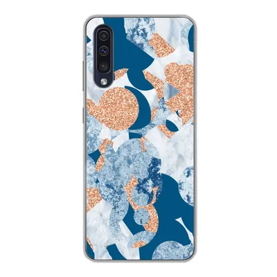 Produktbild von MuchoWow® Handyhülle Schutzhülle Hülle für Samsung Galaxy A30s Marmor - Geometrische Formen - Glitter Silikon Softcase Handy Hülle - Karteninhaber