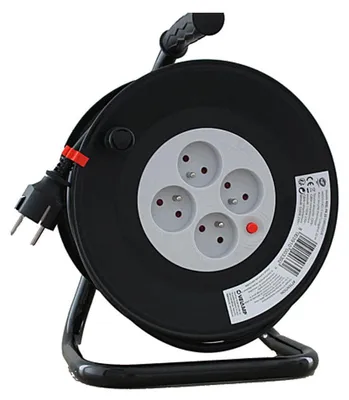 Image de Enrouleur bricolage, 4 prises, H05VV-F3G1.5MM2, 25M , NF,CE - VELAMP - REEL-FR-25
