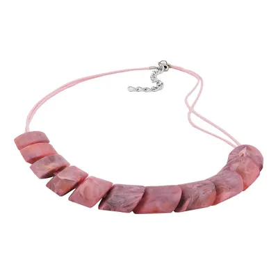 Produktbild von Kette Schrägperle Kunststoff rosa-marmoriert-matt Kordel rosa 45cm rosa 20x15mm
