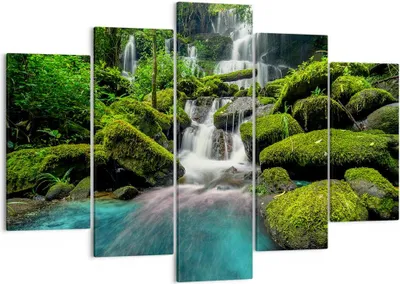 Produktbild von Bild auf Leinwand - Leinwandbild - Park Wasserfall Wasser - 150x100cm - Wand Bild - Wanddeko - Leinwanddruck - Bilder - Kunstdruck - Wanddekoration - Leinwand bilder - Wandkunst - EA150x100-3754