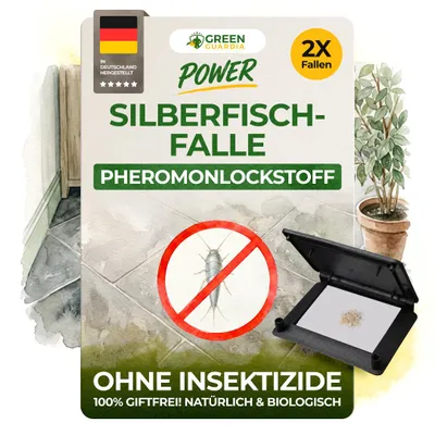 Produktbild von Silberfische Klebefalle mit Pheromonlockstoff, 2x Fallen, umweltfreundlich Silberfische bekämpfen, Chemiefreie Silberfische Köder, die Pheromonfalle
