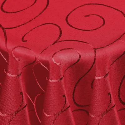 Produktbild von DecoHomeTextil Kringel Circle Tafeldecke Ornamente Damast Tischdecke Dunkelrot Rund 135 cm
