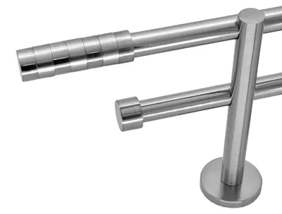Produktbild von Gardinenstange mit Wandhalterung I Metall Edelstahl Look 2-läufig Ø 16mm I H22