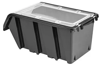 Image de Étagère avec boîtes empilables - Rouge - 80 x 80 cm - Système de rangement en plastique