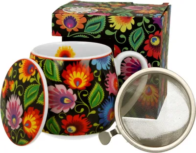 Produktbild von DUO ETNO Fassbecher 430 ml ETNIC mit Teesieb, New Bone China Porzellan