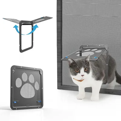 Image de Chatière avec moustiquaire magnétique, chatière pour portes moustiquaires, chatière verrouillable pour chats/chiens