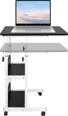Produktbild von Schreibtisch Computertisch Notebooktisch Beistelltisch Arbeitstisch 60x40x76-86.5cm Schwarz