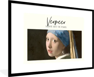 Produktbild von MuchoWow® Gerahmtes Poster Kunst - Das Mädchen mit dem Perlenohrring - Vermeer 90x60 cm - Poster mit Schwarzem Bilderrahmen Wandposter Rahmen Foto Bilder - Wanddekoration - Fotos