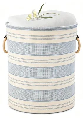 Faltbarer Wäschekorb aus Canvas, 40 l, Blau, rund