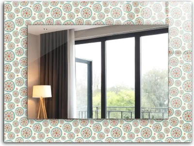 Produktbild von Bedruckter Spiegel - Wandspiegel - Dekorativer - Modern - 80x60 cm - Buntes Kreismuster