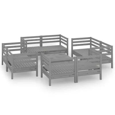 Produktbild von vidaXL 9-tlg. Garten-Lounge-Set Grau Kiefer Massivholz