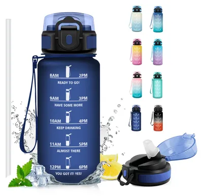Produktbild von Trinkflasche 500ml JAPORIA, BPA-frei, Auslaufsicher, mit Strohhalm, Sportflasche