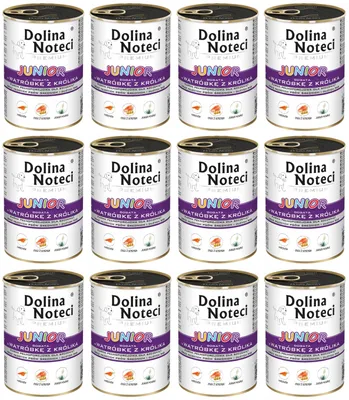 Produktbild von Dolina Noteci Junior Glutenfrei Premium Nassfutter für Mittelgroße und Große Rassen - Reich an Kaninchenleber 400g (12-er pack)