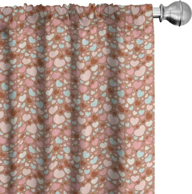 Produktbild von ABAKUHAUS Liebe Vorhänge, Gardinen, Buntes kleines Herz-nettes Valentinsgruß-Muster-Liebes-Flirt-Liebes-Thema, 2 Stück 75 x 245 cm, Baby Blue Hellrosa