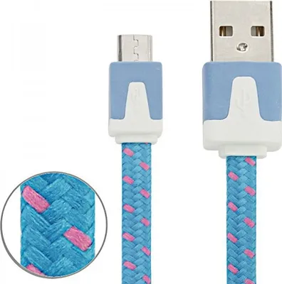 Produktbild von 1m USB Daten und Ladekabel Blau für alle Smartphone und Tablet Micro USB Zubehör