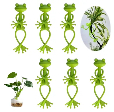 Produktbild von 6 Stück Frosch Pflanzenhalter Pflanzenklammern Wiederverwendbare Pflanzenstütze für Kletterpflanzen Sukkulenten Blumen Topfdeko