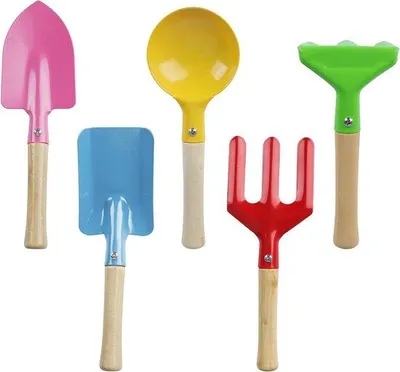 Produktbild von Famanu Kinderspielzeugset für den Strand - Schaufel, Forke, Löffel, Harke, Eimer