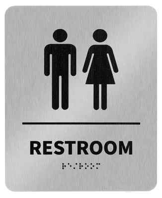 Toiletten-Türschild, selbstklebend, Edelstahl, 15x20 cm, 3D-Braille