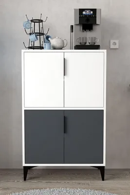 Obrázok produktu pre Skye Decor, kvalitná viacúčelová skrinka, 100% melamín, biela/antracitová, 72 x 114 x 36,5 cm