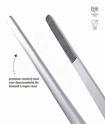Grillzange 30 cm Edelstahl, spülmaschinengeeignet, silber