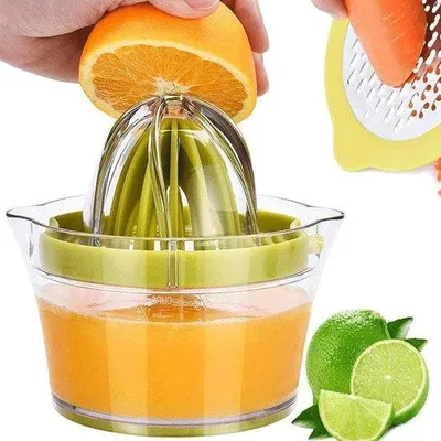 Productafbeelding van Handpers voor citrusvruchten met geïntegreerde maatbeker en zeef, 12 oz, groen