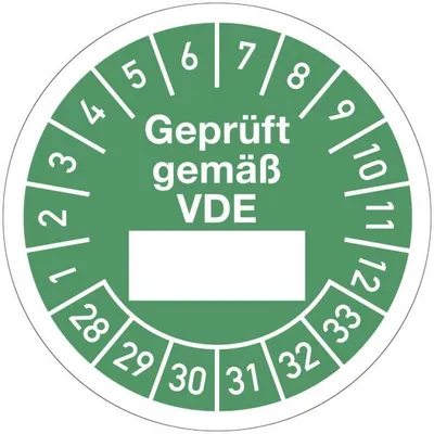 Produktbild von Dreifke® Prüfplakette  gemäß VDE ___, zum Selbsteintragen der Norm, 20...